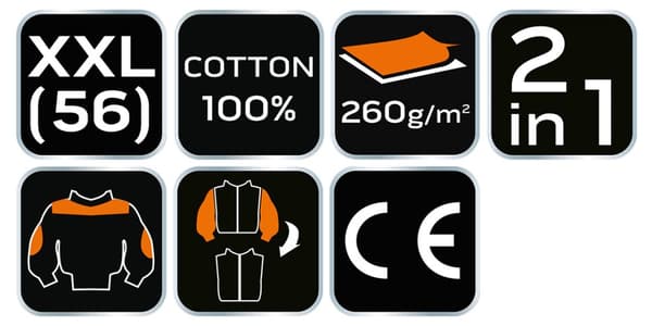 i 1 arbejdssweatshirt, 100% bomuld, størrelse XXL