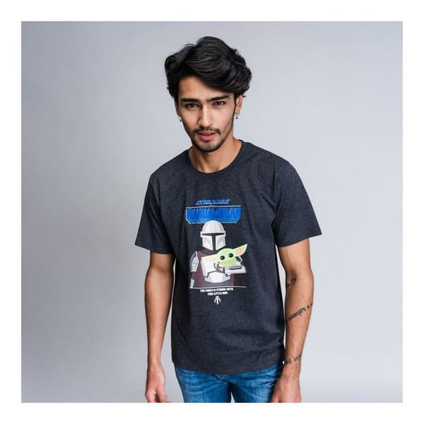 Kortærmet T-shirt til Mænd The Mandalorian Sort Voksne - S