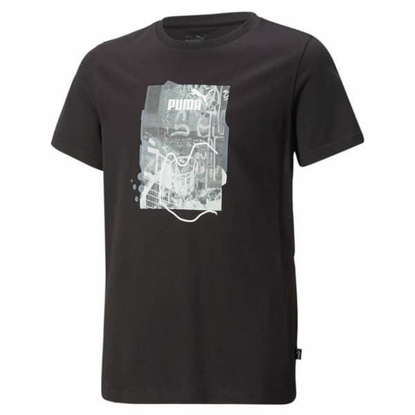 Kortærmet T-shirt til Børn Puma Essentials+ Street Art Grap Sort - 9-10 år