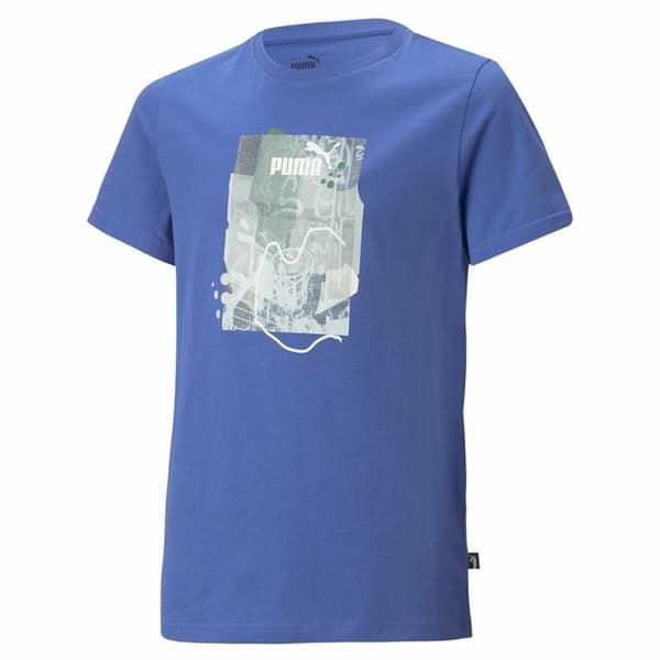 Kortærmet T-shirt til Børn Puma Essentials+ Street Art Grap Blå - 11-12 år