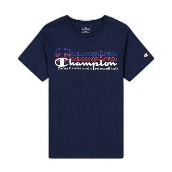 Kortærmet T-shirt til Børn Champion Crewneck  Blå - 7-8 år
