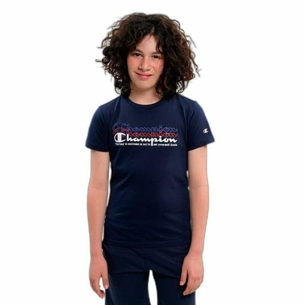 Kortærmet T-shirt til Børn Champion Crewneck  Blå - 7-8 år