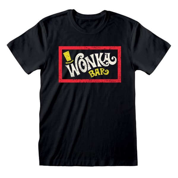 Unisex Kortærmet T-shirt Willy Wonka Wonka Bar Sort - L