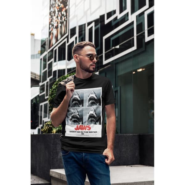 T-shirt med kortärm Jaws Don´t Go In The Water Svart Unisex - L