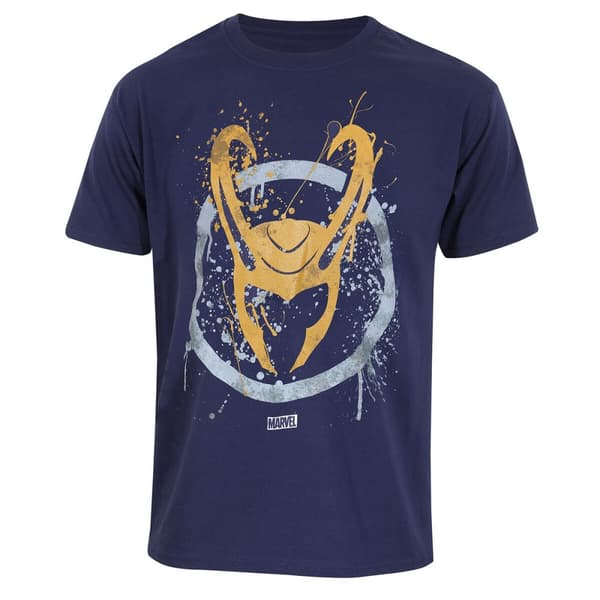 T-shirt med kortärm Marvel Splatter Logo Blå Unisex - L