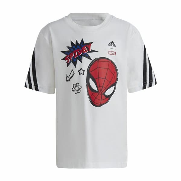Barn T-shirt med kortärm Adidas Spider-Man Vit - 6-7 år