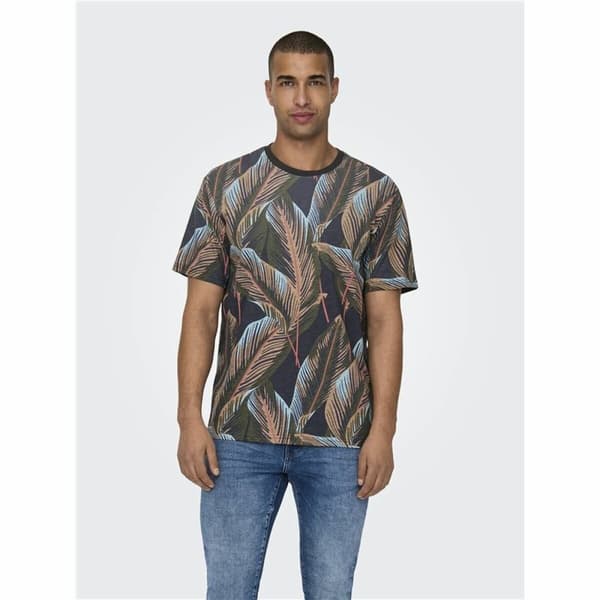 T-shirt med kortärm Herr Only & Sons Onskobe Reg Banana Leaf Svart - L