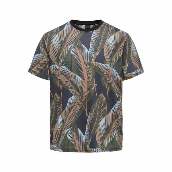 T-shirt med kortärm Herr Only & Sons Onskobe Reg Banana Leaf Svart - L