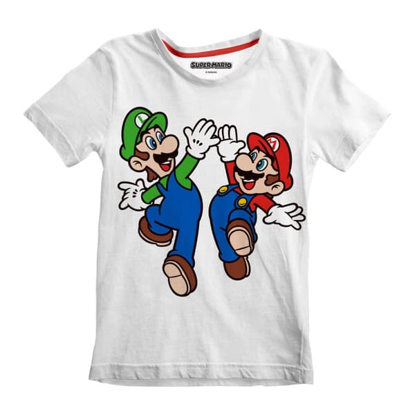Barne Kortermet T-skjorte Super Mario Mario and Luigi Hvit - 9-11 år
