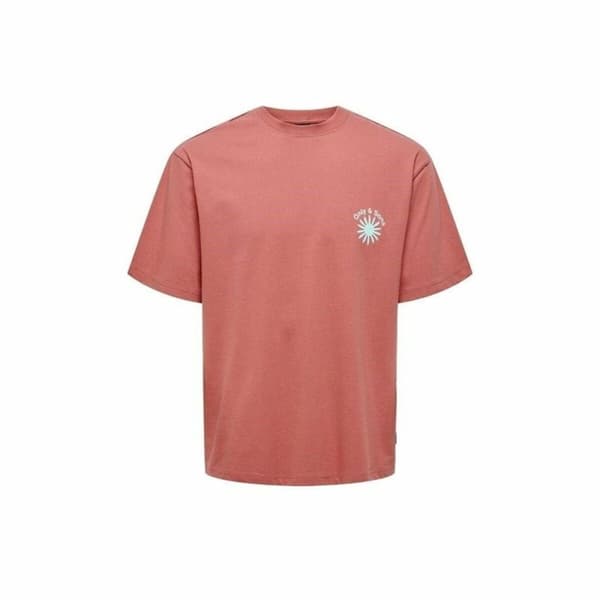 Kortarmet T-skjorte til Menn Only & Sons Onskasen Rlx Laksefarget - 2XL