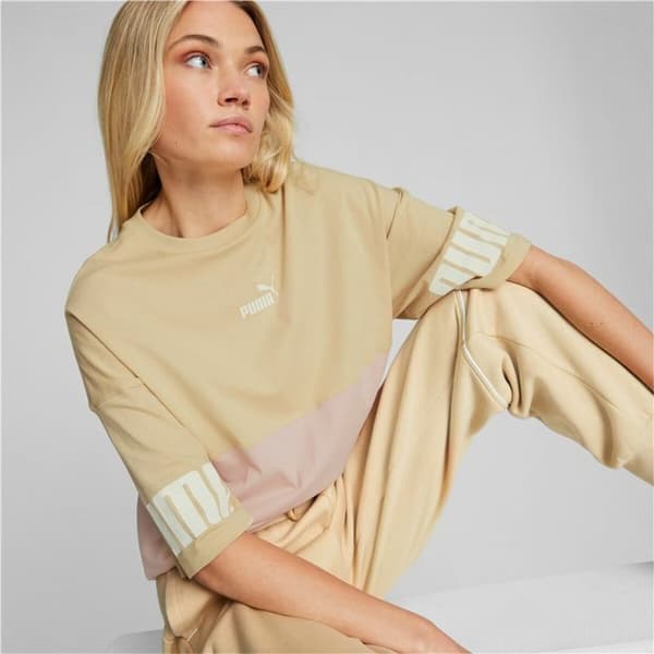 Naisten T-paita Puma Colorblock Beige - XS