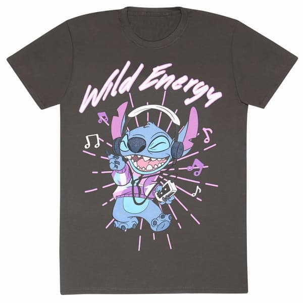 Lyhythihainen paita Stitch Wild Energy Grafiitinharmaa Unisex - XXL