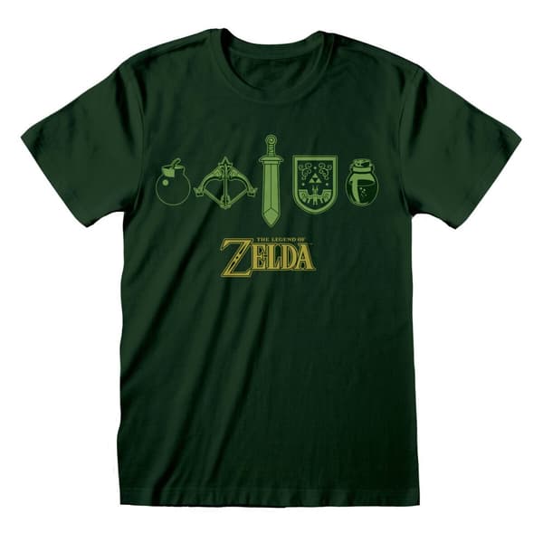 Unisex T-paita The Legend of Zelda Icons Tummanvihreä - M