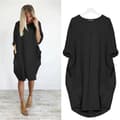 Miniatyrbillede 1 af 2: Midikjole i polyester med lommer - Sort, str. 2XL