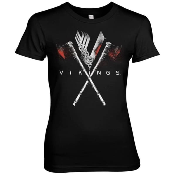 Vikings Axes Girly Tee Black Small