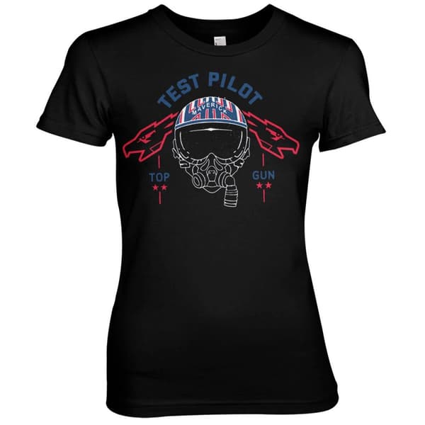 Top Gun Test Pilot Girly Tee Black Medium
