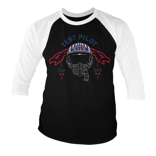 Top Gun Test Pilot Baseball 3/4 Sleeve Tee Medium
