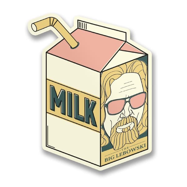 The Dude Milk Package Sticker