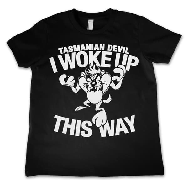Tasmanian Devil - I Woke Up This Way Kids T-Shirt Black 4Years/XS