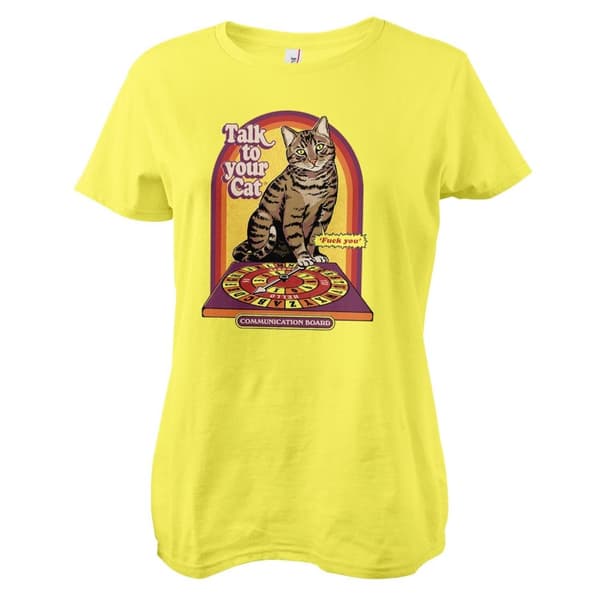 Talk To Your Cat Girly Tee Yellow Large