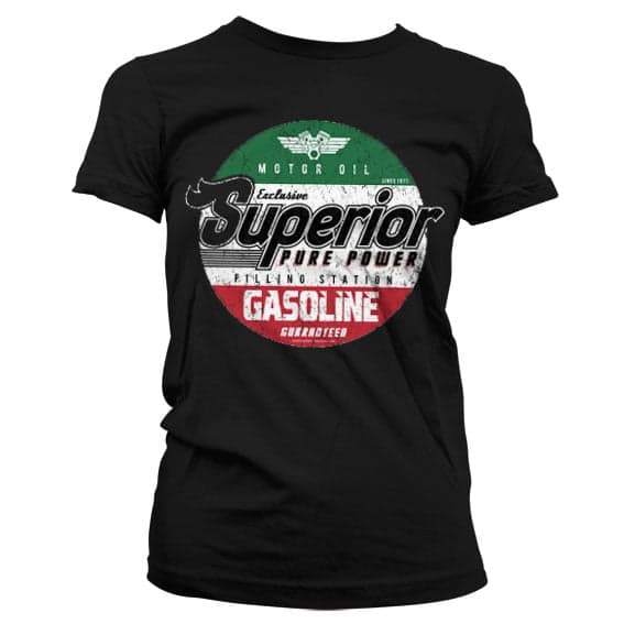 Superior Motor Oil Girly T-Shirt Black Small