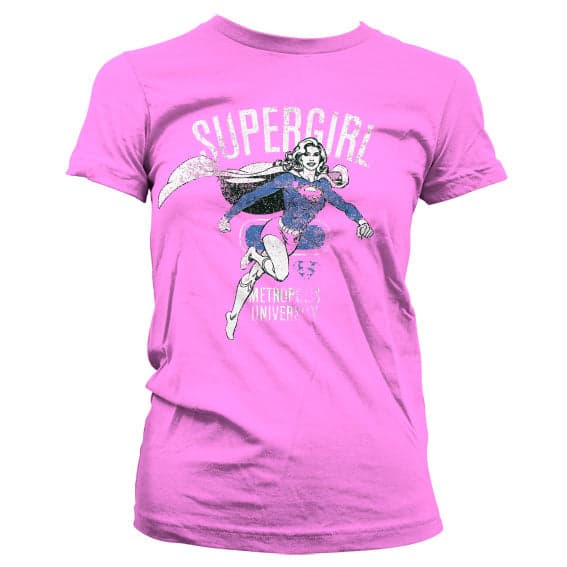 Supergirl Metropolis Distressed Girly T-Shirt Pink X-Large