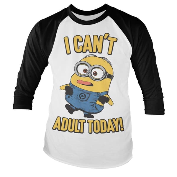 Minions - I Can't Adult Today Baseball Long Sleeve Tee Medium