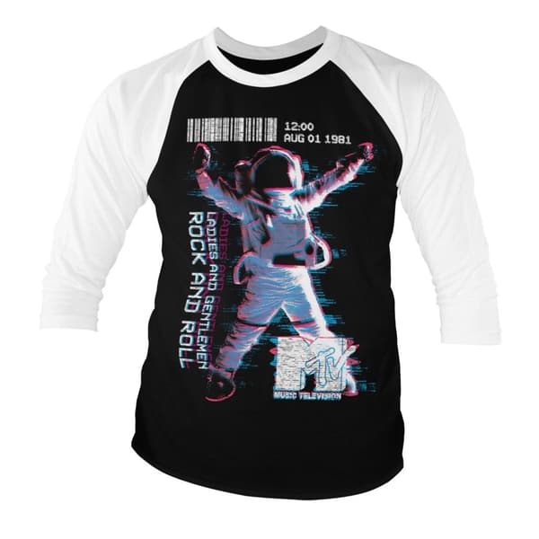 MTV Moon Man Baseball 3/4 Sleeve Tee Large