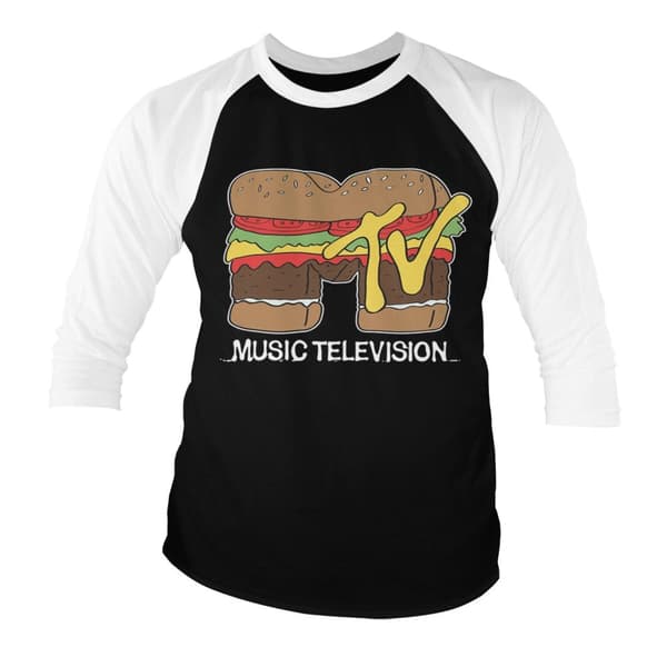 MTV Hamburger Baseball 3/4 Sleeve Tee Medium