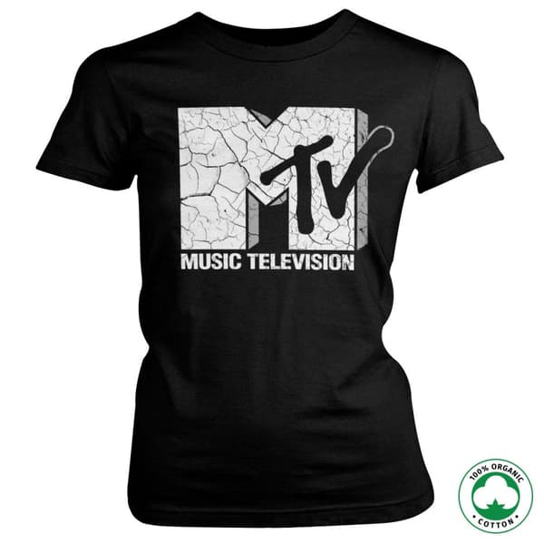 MTV Cracked Logo Organic Girly T-Shirt Black XX-Large
