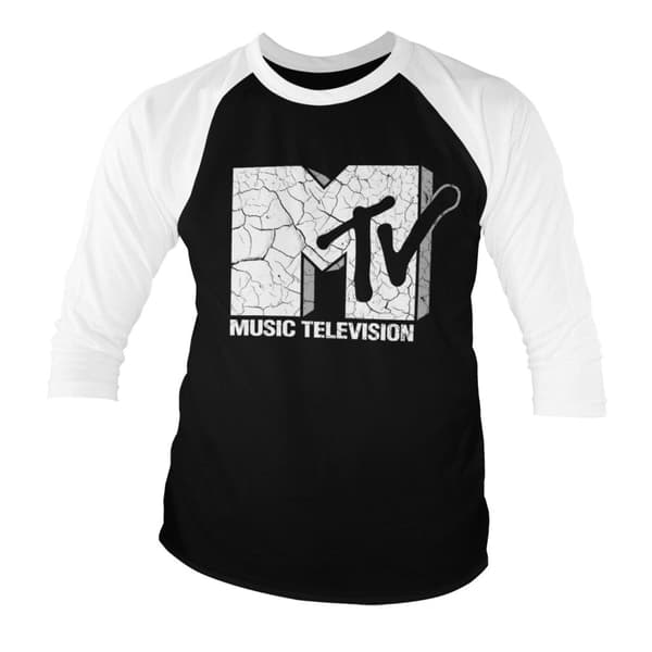 MTV Cracked Logo Baseball 3/4 Sleeve Tee X-Large