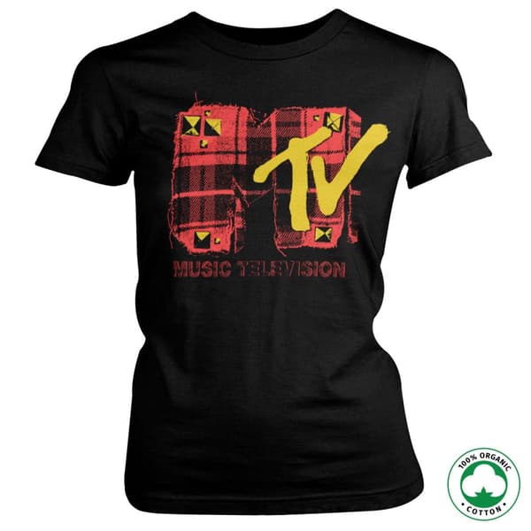 Plaid MTV Organic Girly T-Shirt Black X-Large