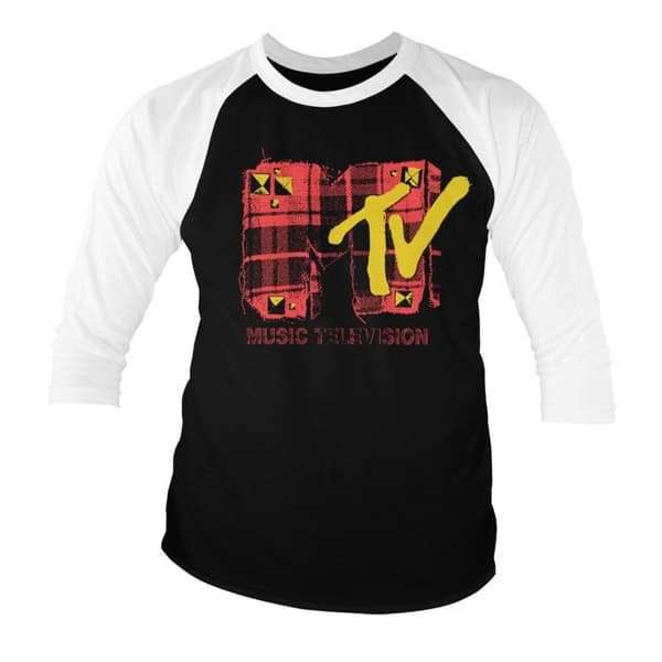 Plaid MTV Baseball 3/4 Sleeve Tee Small