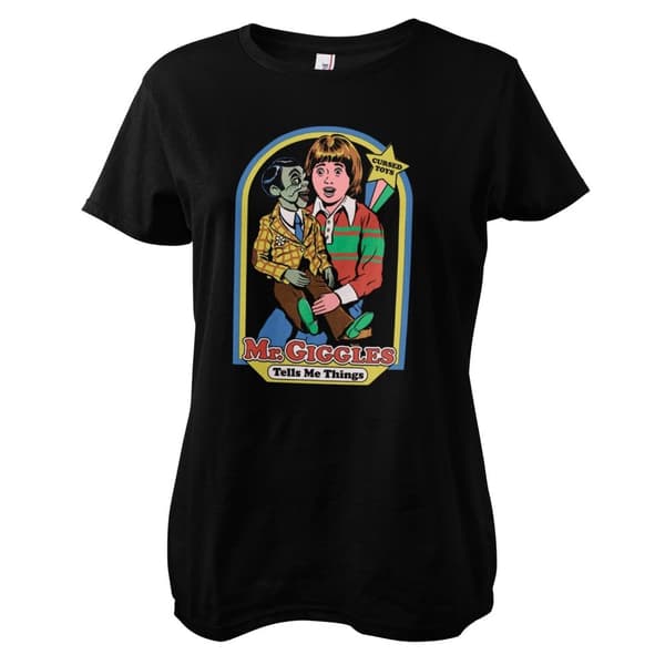 Mr Giggles Tells Me Things Girly Tee Black XX-Large