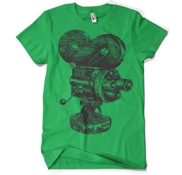 Movie Camera Sketch T-Shirt Green Large