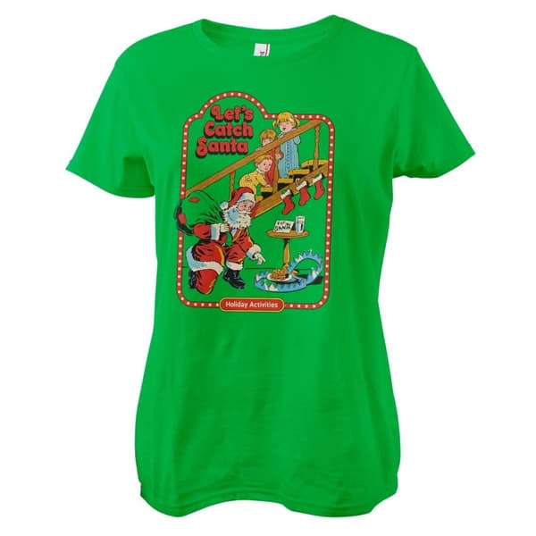 Let's Catch Santa Girly Tee Green XX-Large