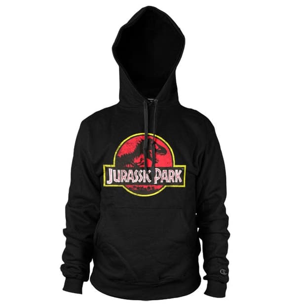 Jurassic Park Distressed Logo Hoodie Black Medium