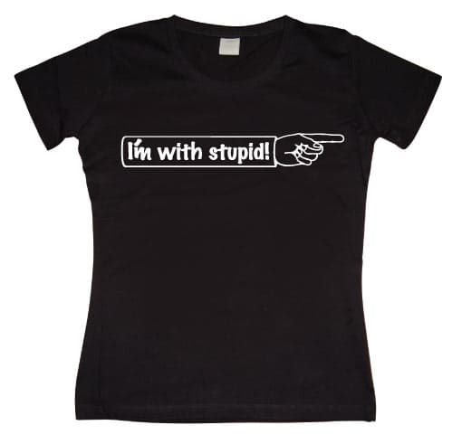 I´m With Stupid Girly T-shirt Black Small