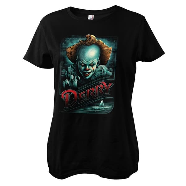 IT - Pennywise in Derry Girly Tee Black Large