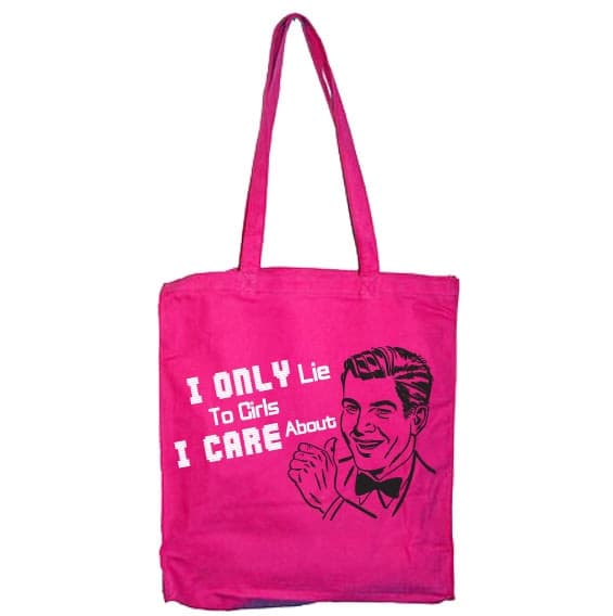 I Only Lie To Girls Tote Bag Pink
