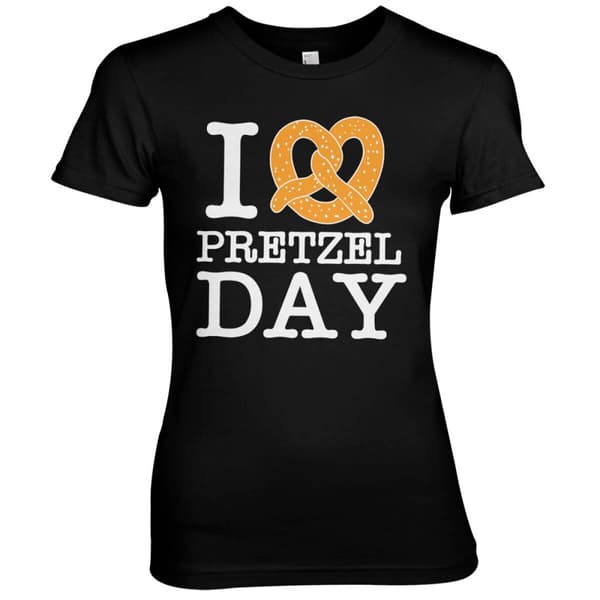 I Love Pretzel Day Girly Tee Black XX-Large