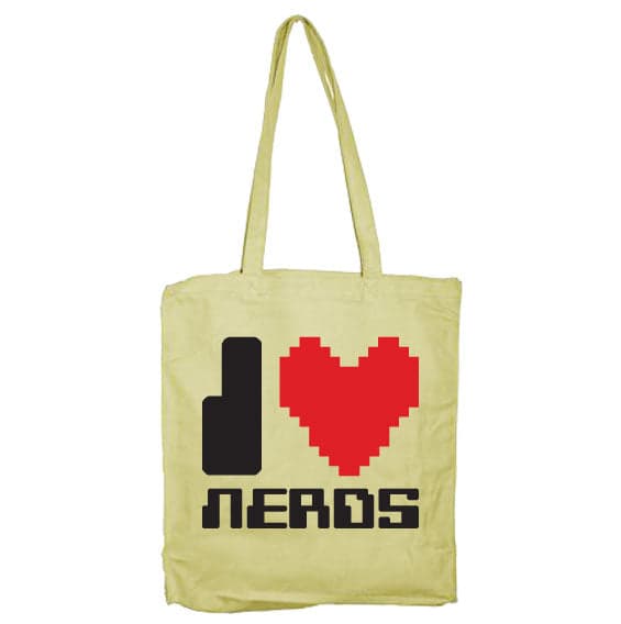 I Love Nerds Tote Bag Khaki