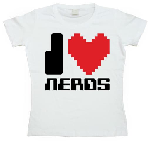 I Love Nerds Girly T-shirt White Small