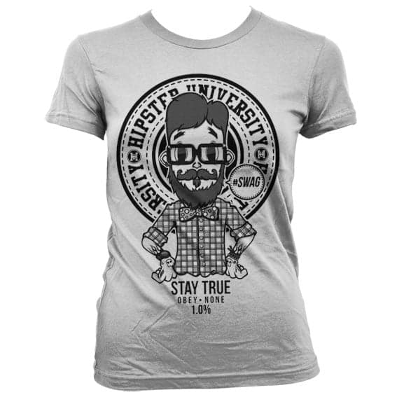 Hipster University Girly Tee White Medium