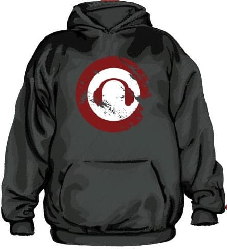 Headphones Icon Grunge Hoodie Black Large