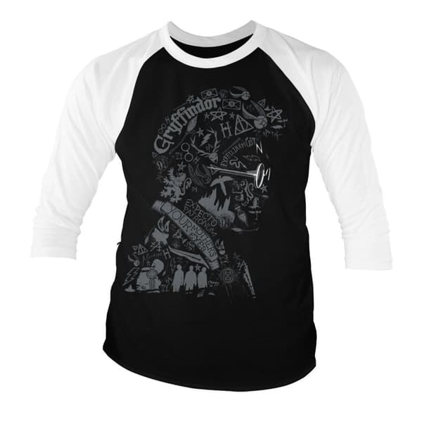 Harry Potter Wordings and Symbols Baseball 3/4 Sleeve Tee Medium