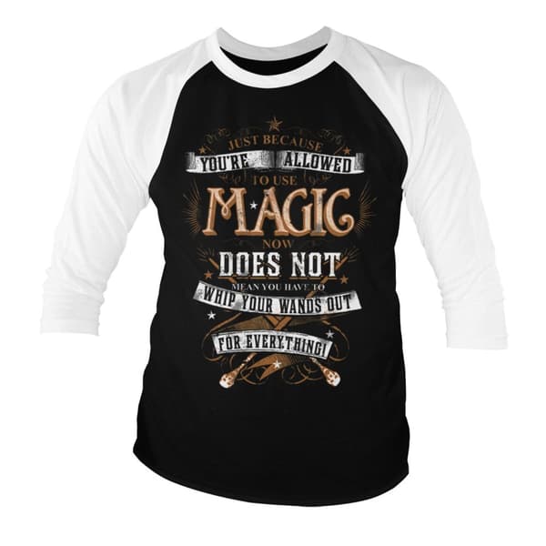 Harry Potter Magic Baseball 3/4 Sleeve Tee Black Large