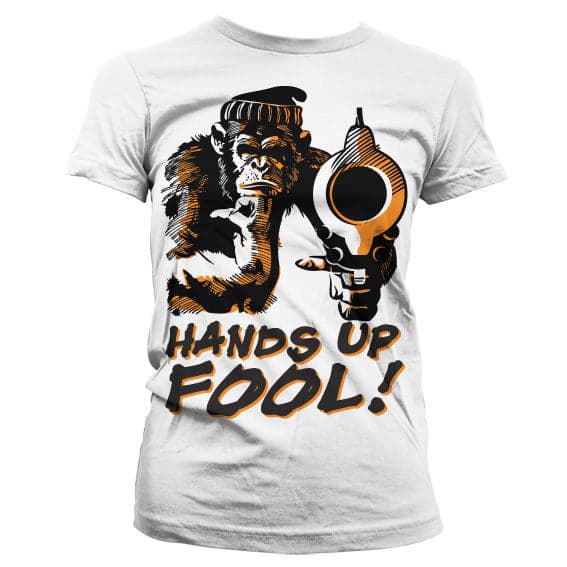 Hands Up Fool! Girly Tee White Large