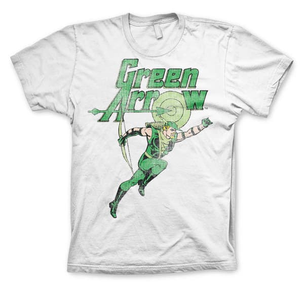 Green Arrow Distressed T-Shirt White Small