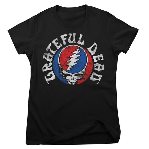 Grateful Dead Distressed Girly Tee Black Large